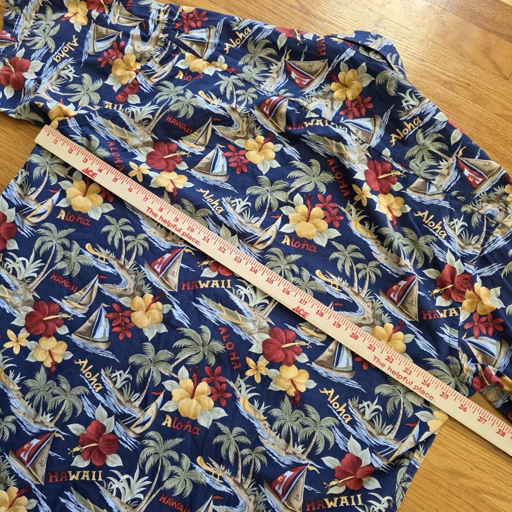 Campia Moda Hawaiian Shirt Mens XL 100% Cotton Blue Tropical Coastal - Picture 11 of 12